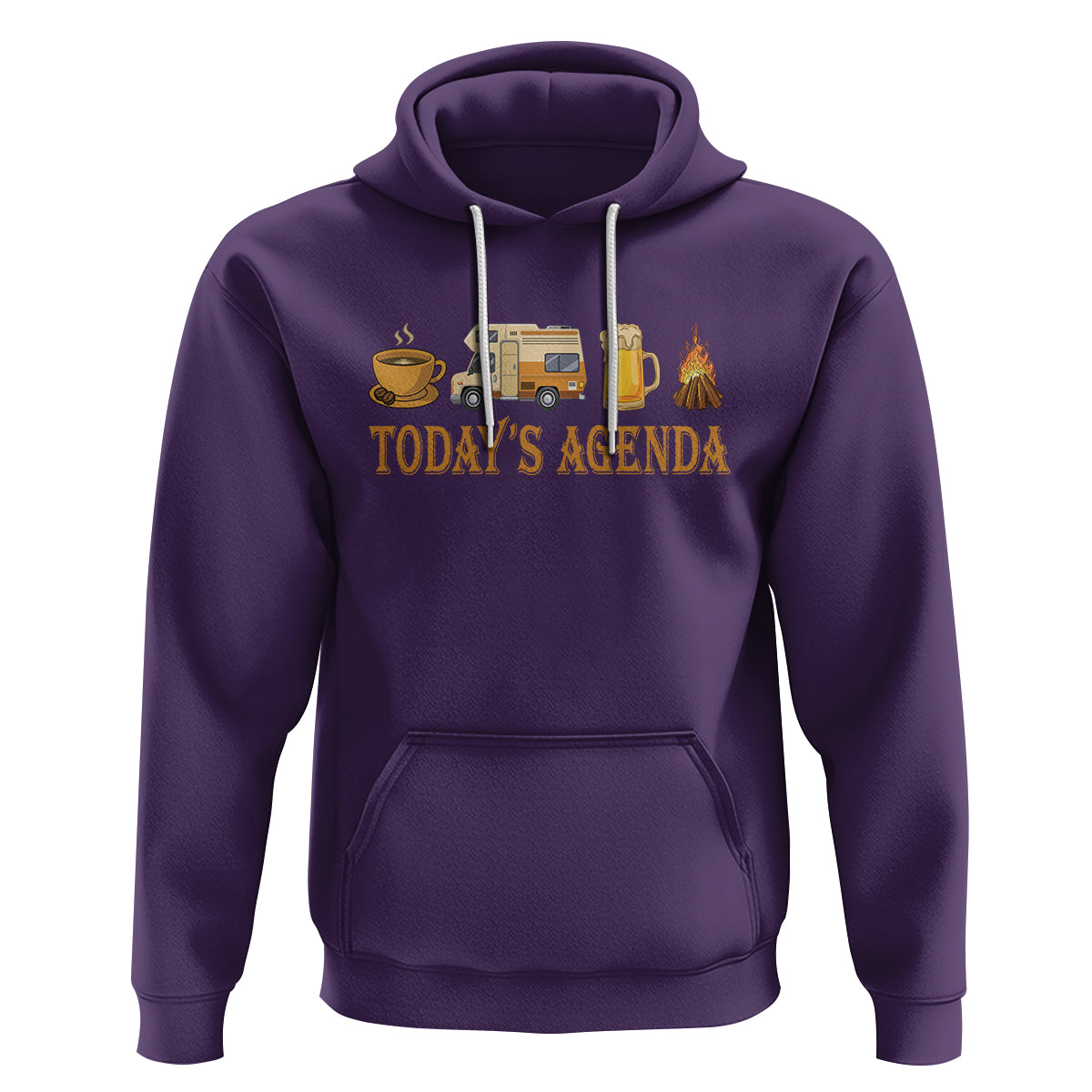 Camping Lover Hoodie Today's Agenda Road Trip RV Motorhome Campfire - Wonder Print Shop