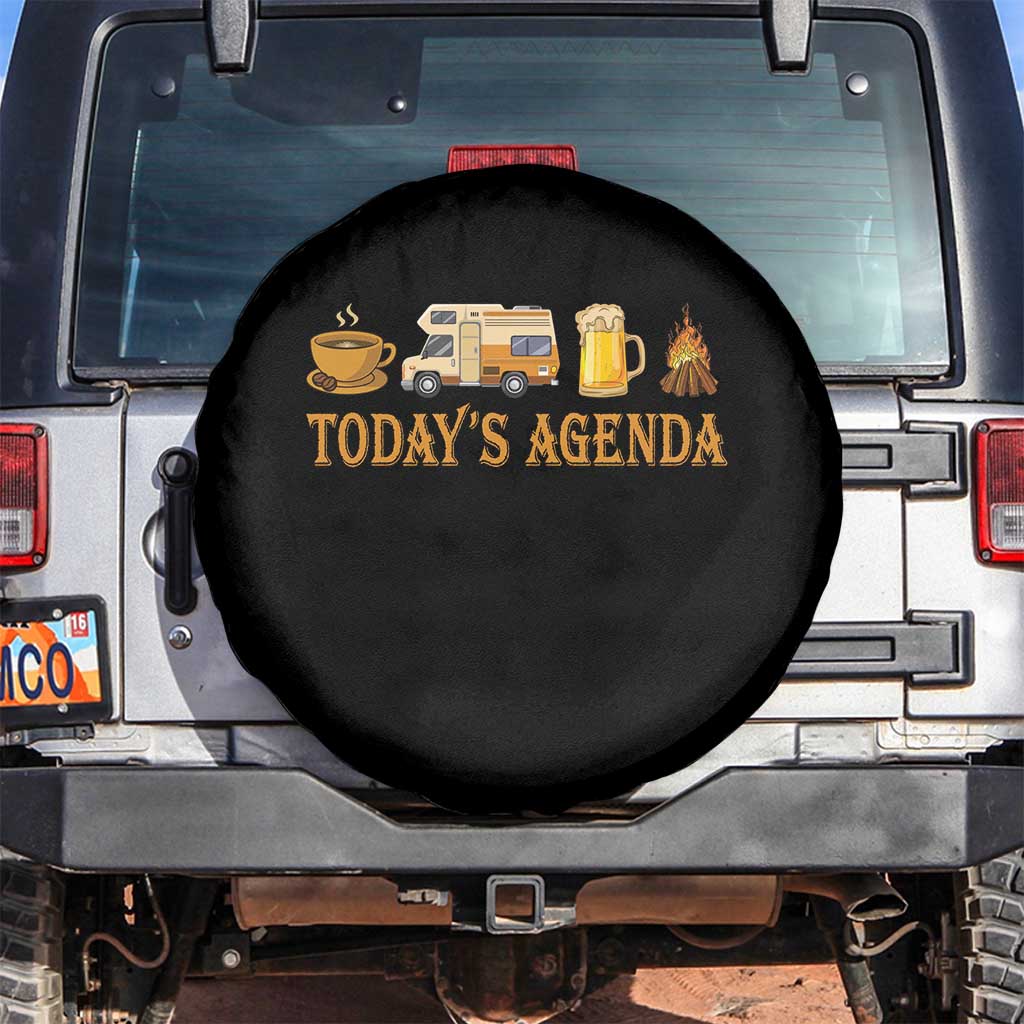 Camping Lover Spare Tire Cover Today's Agenda Road Trip RV Motorhome Campfire