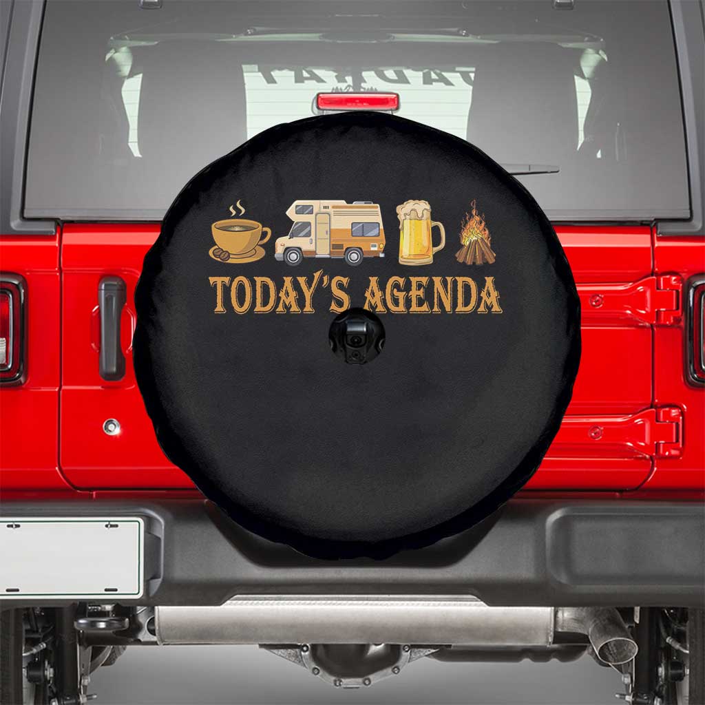 Camping Lover Spare Tire Cover Today's Agenda Road Trip RV Motorhome Campfire