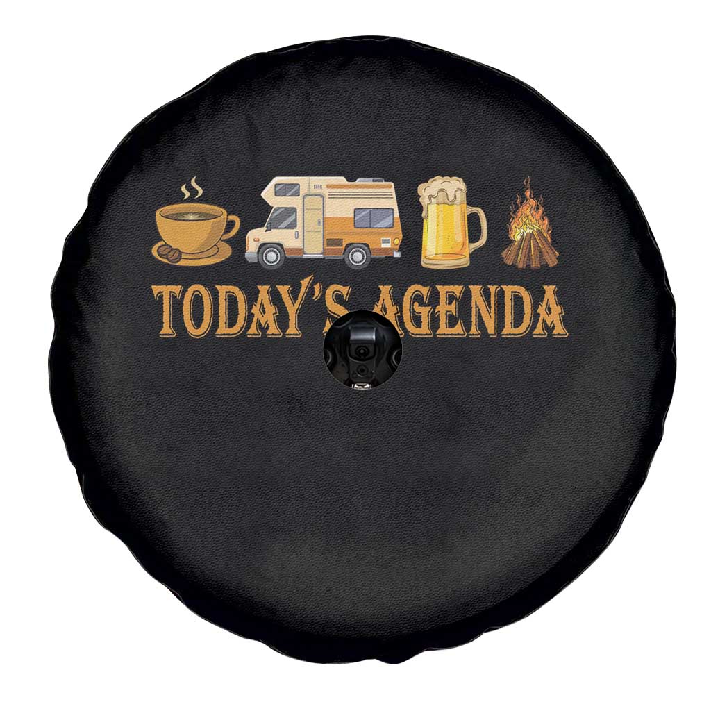 Camping Lover Spare Tire Cover Today's Agenda Road Trip RV Motorhome Campfire