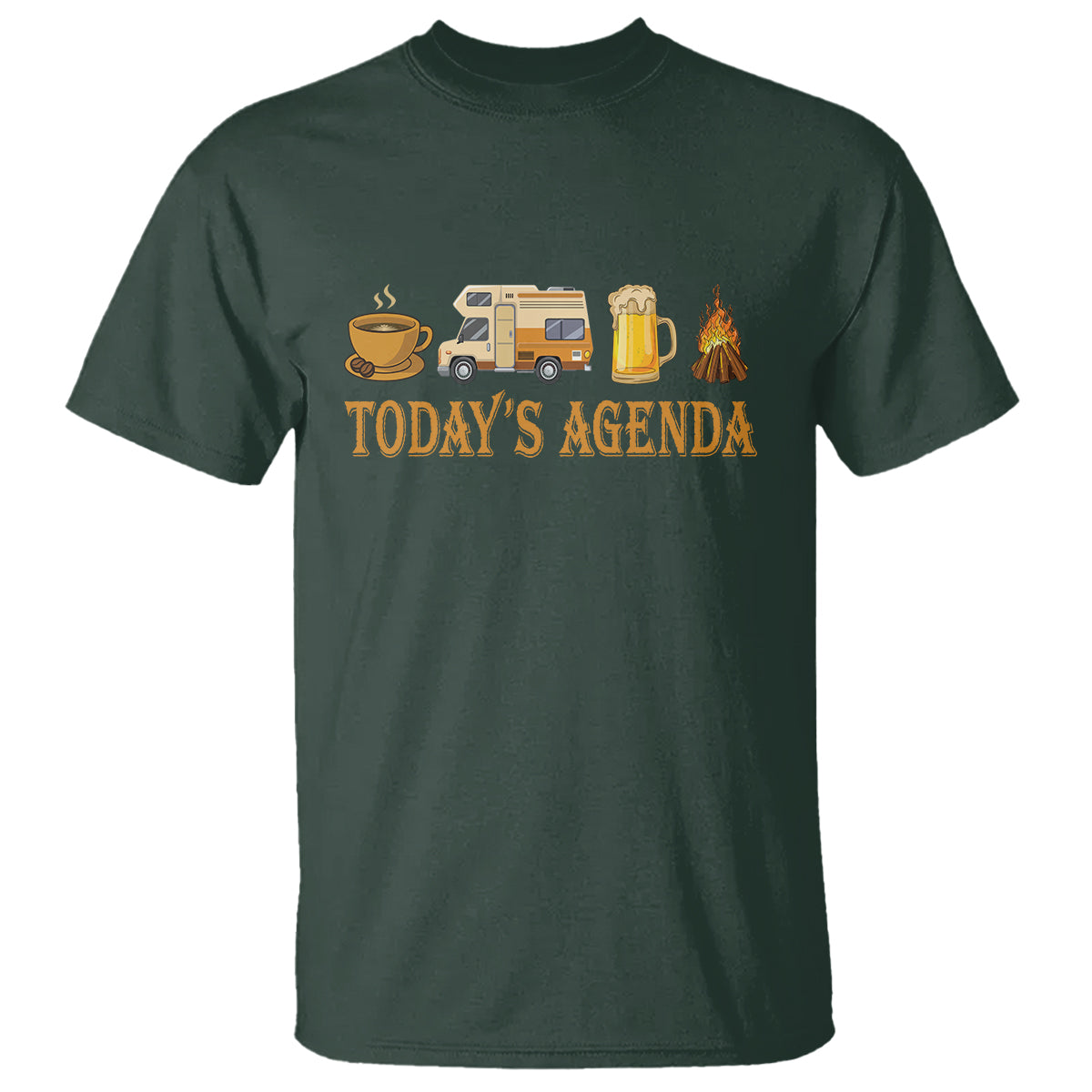 Camping Lover T Shirt Today's Agenda Road Trip RV Motorhome Campfire - Wonder Print Shop
