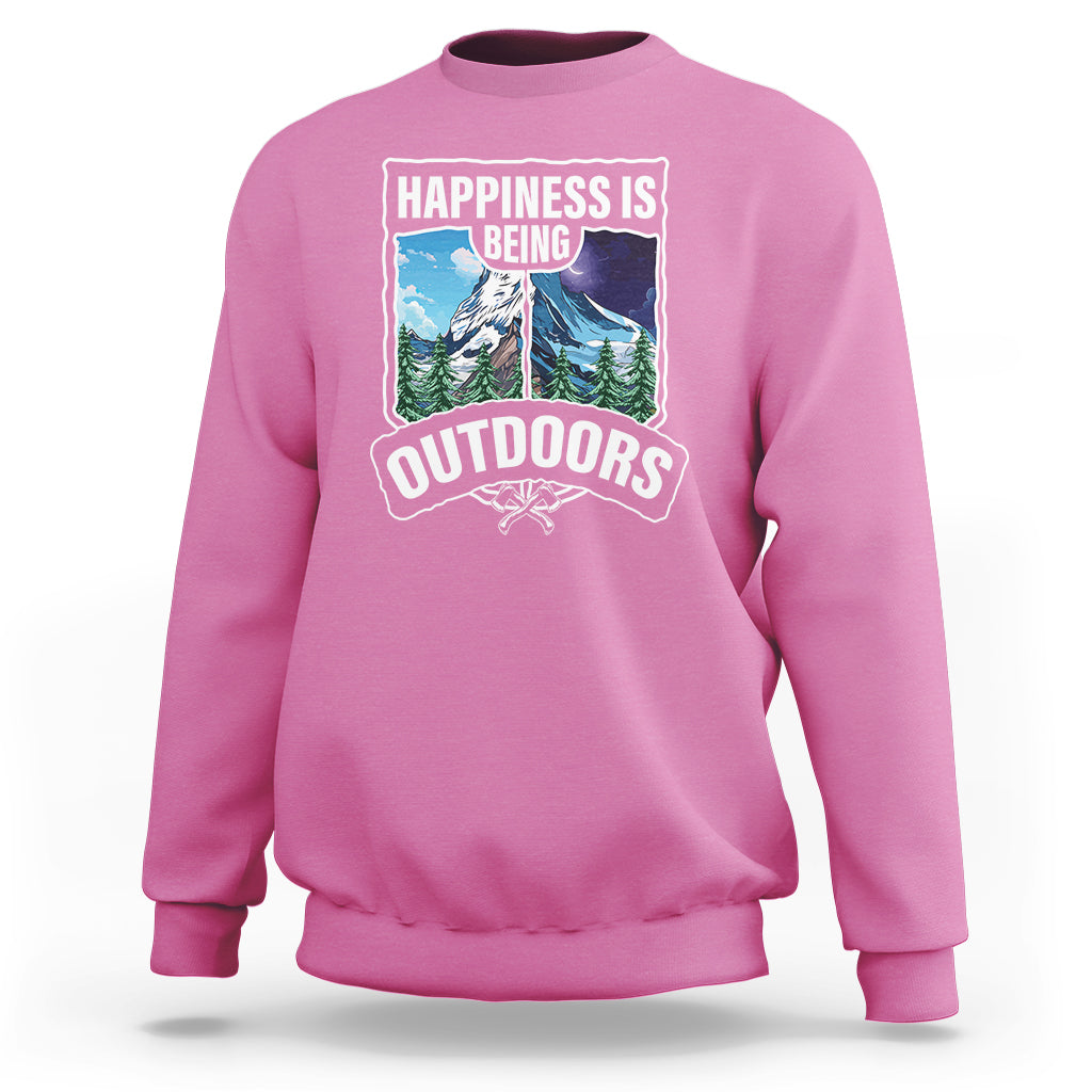 Funny Camping Sweatshirt Happiness Is Being Outdoor - Wonder Print Shop