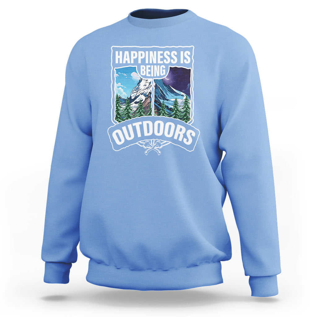 Funny Camping Sweatshirt Happiness Is Being Outdoor - Wonder Print Shop