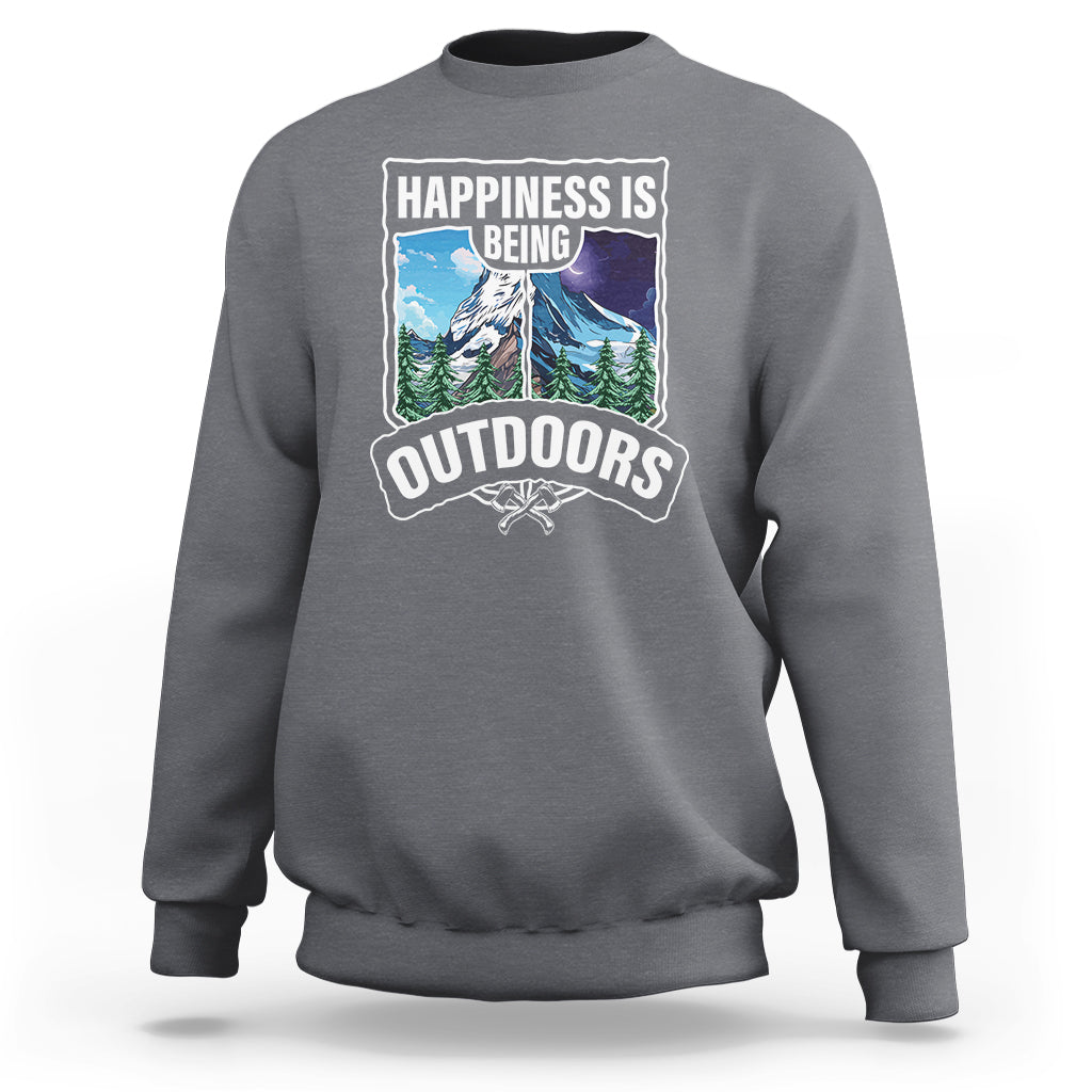 Funny Camping Sweatshirt Happiness Is Being Outdoor - Wonder Print Shop