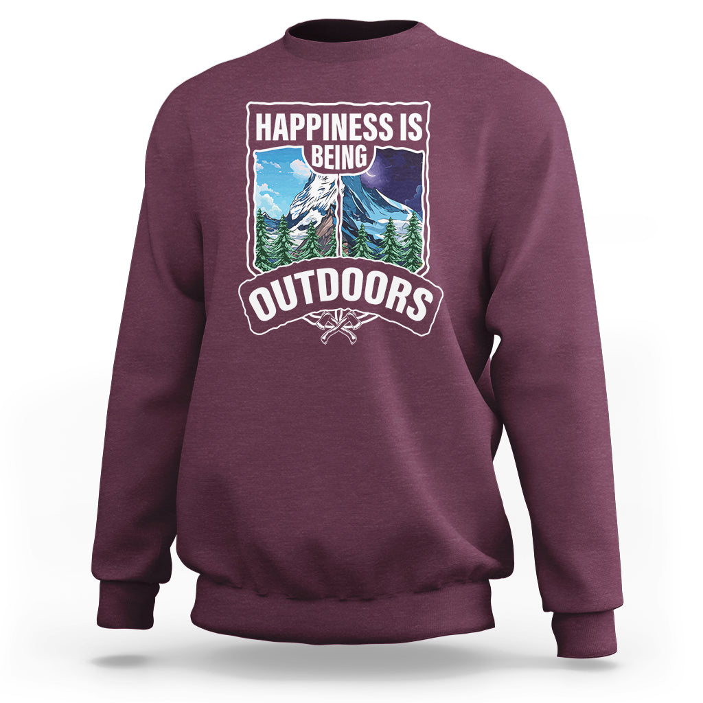 Funny Camping Sweatshirt Happiness Is Being Outdoor - Wonder Print Shop