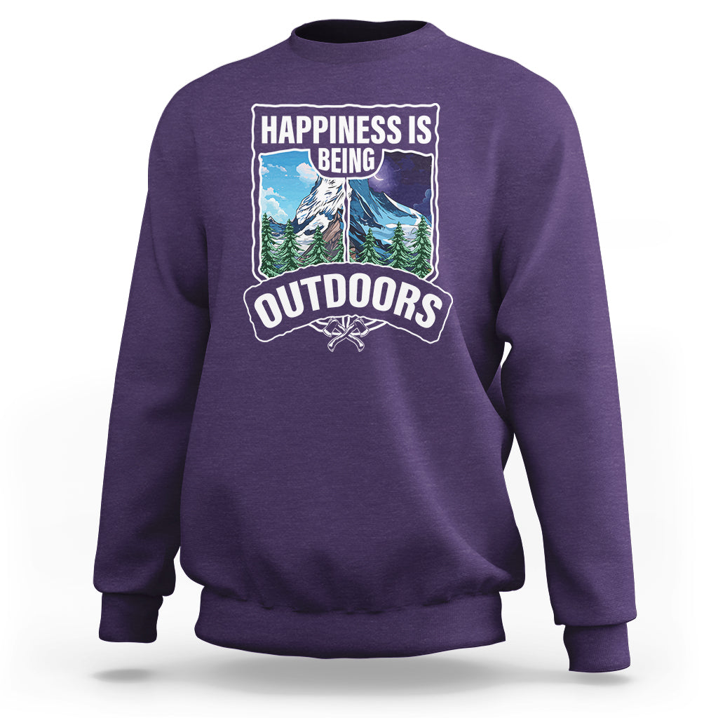 Funny Camping Sweatshirt Happiness Is Being Outdoor - Wonder Print Shop