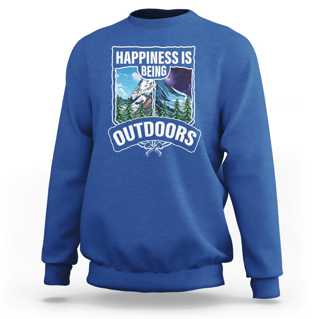 Funny Camping Sweatshirt Happiness Is Being Outdoor - Wonder Print Shop