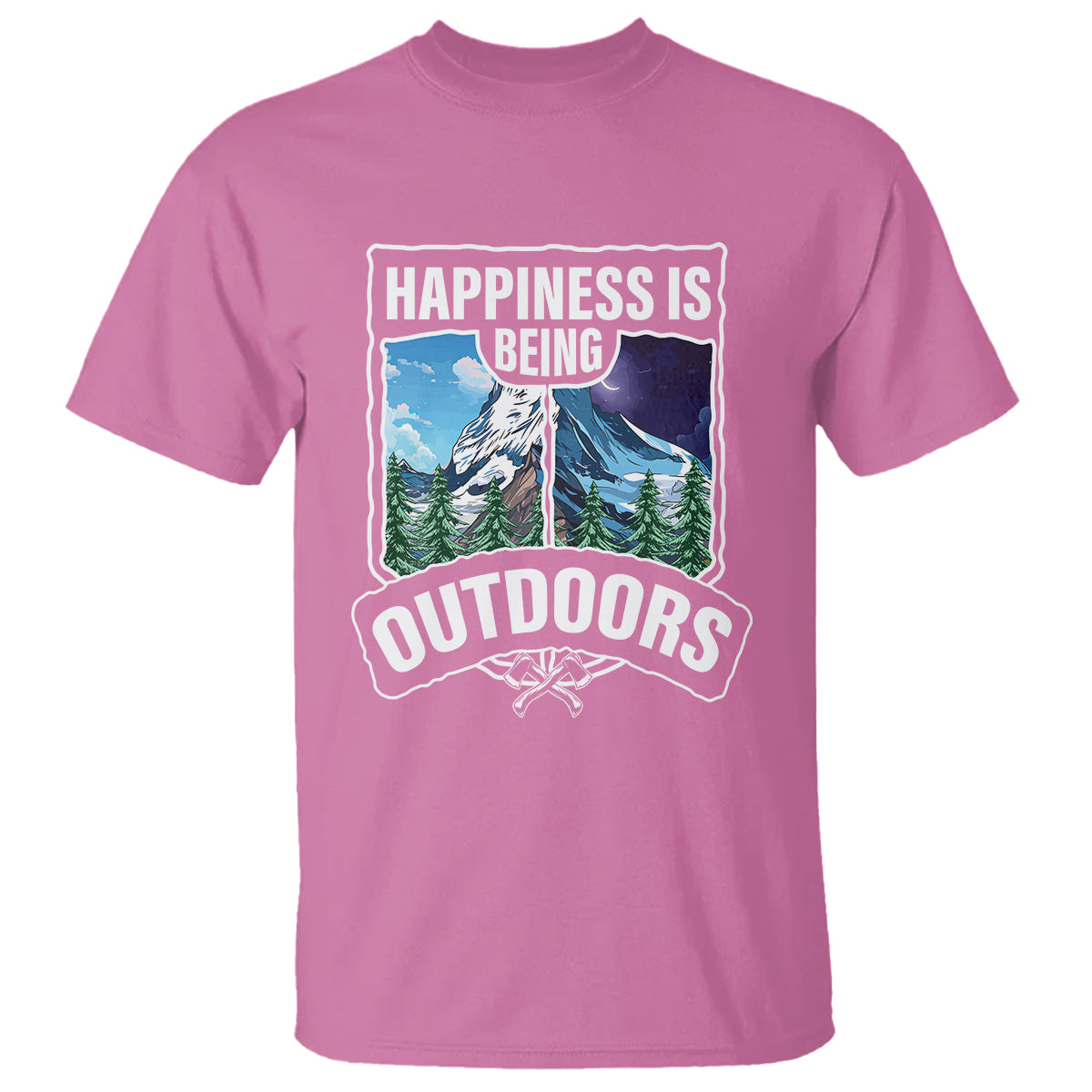 Funny Camping T Shirt Happiness Is Being Outdoor - Wonder Print Shop