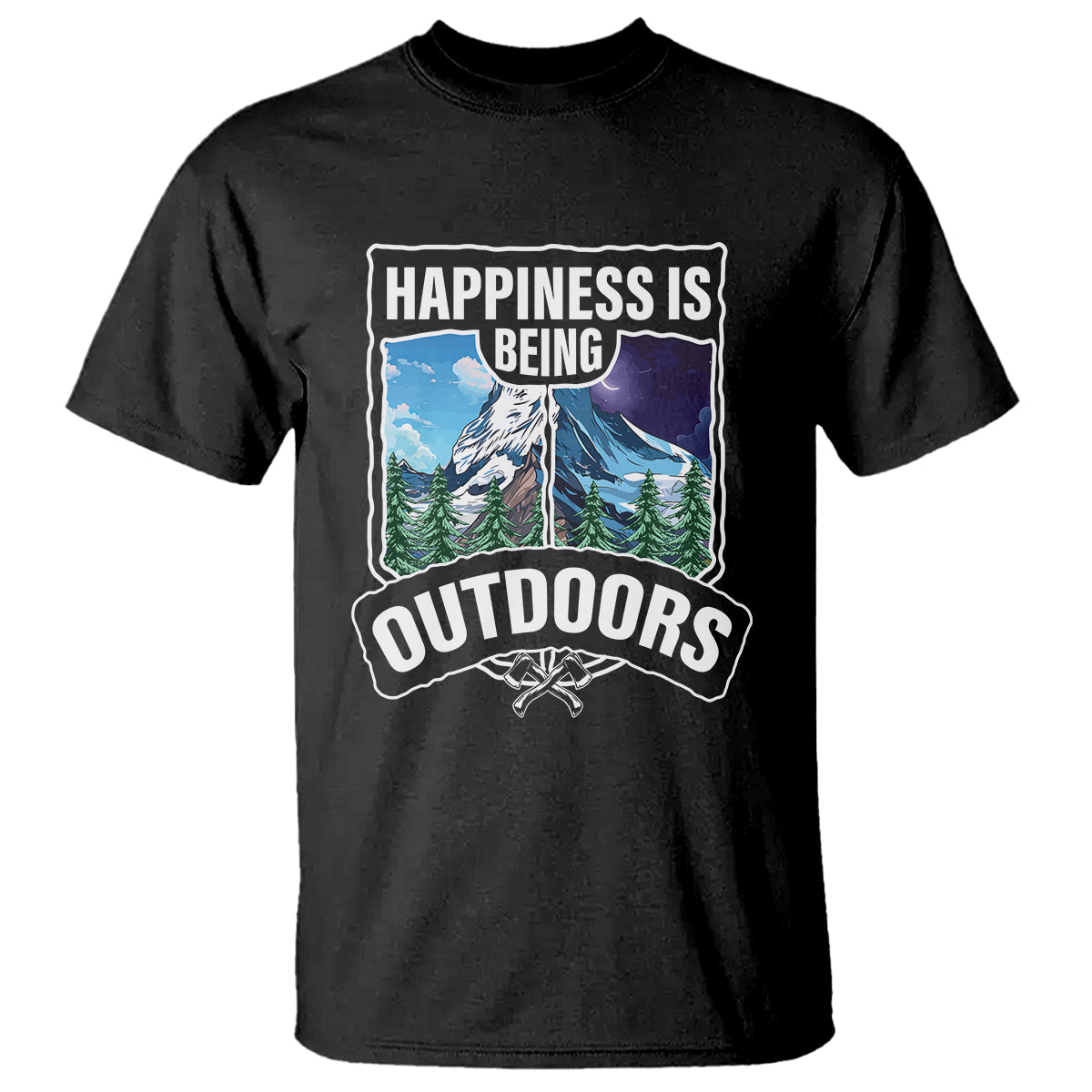 Funny Camping T Shirt Happiness Is Being Outdoor - Wonder Print Shop