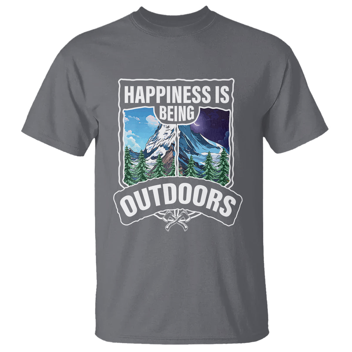 Funny Camping T Shirt Happiness Is Being Outdoor - Wonder Print Shop