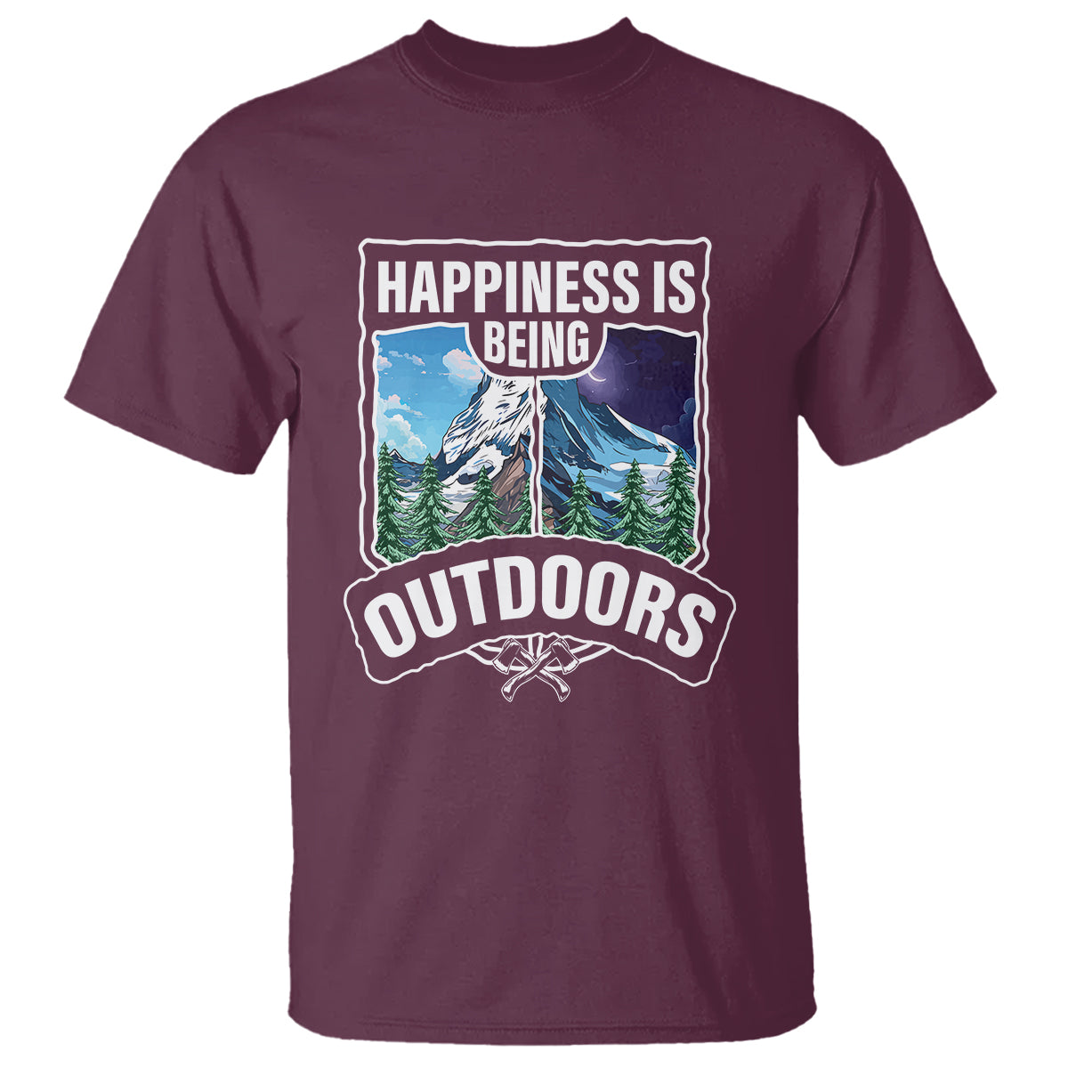 Funny Camping T Shirt Happiness Is Being Outdoor - Wonder Print Shop