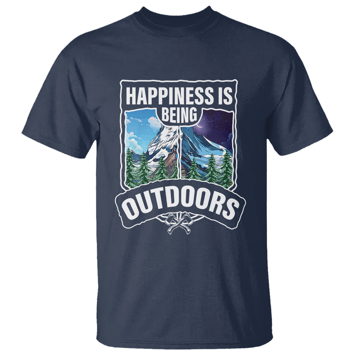 Funny Camping T Shirt Happiness Is Being Outdoor - Wonder Print Shop