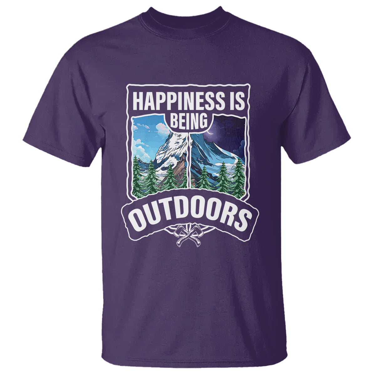 Funny Camping T Shirt Happiness Is Being Outdoor - Wonder Print Shop