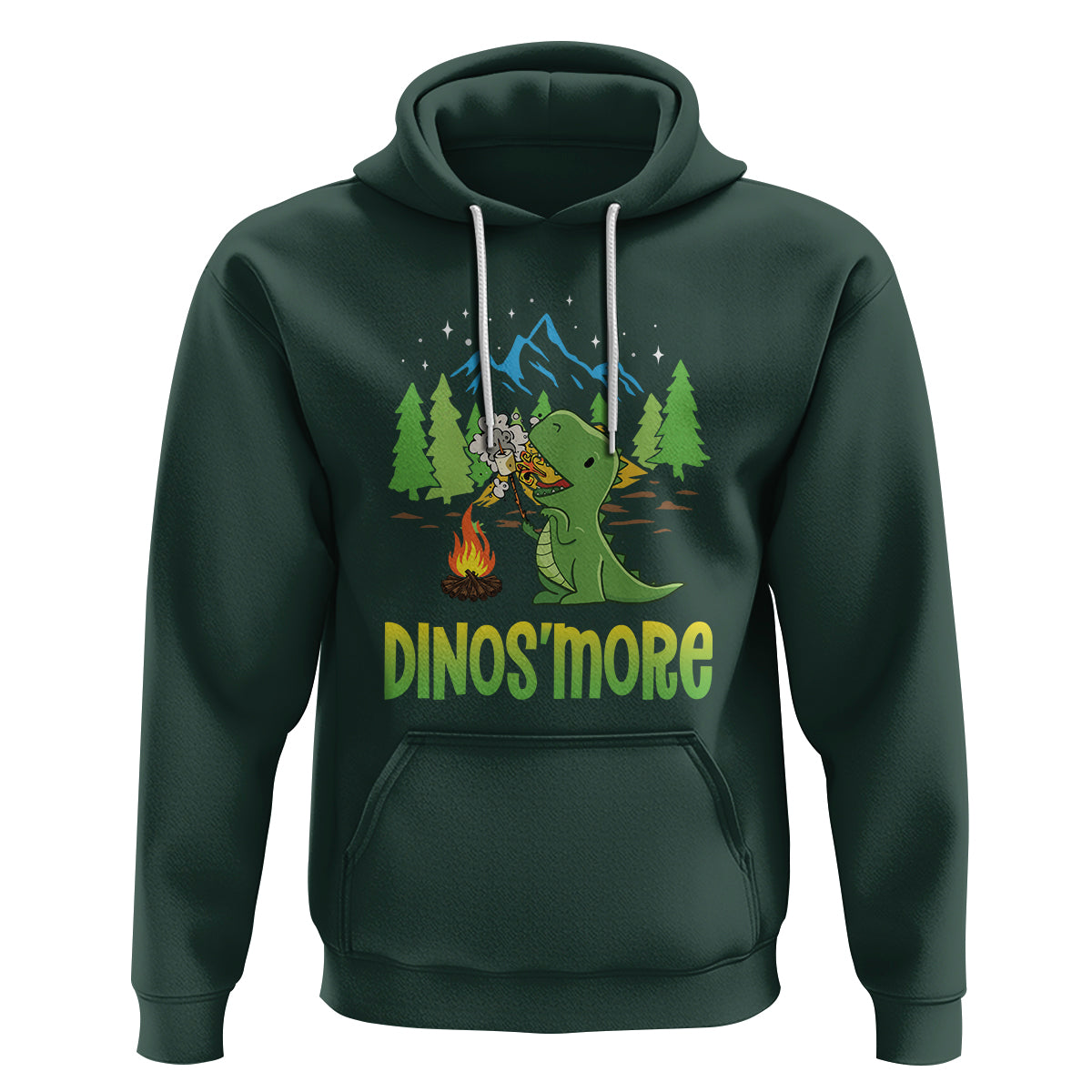 Camping Dinosaur Hoodie Dinos'more Funny Campfire Camper - Wonder Print Shop