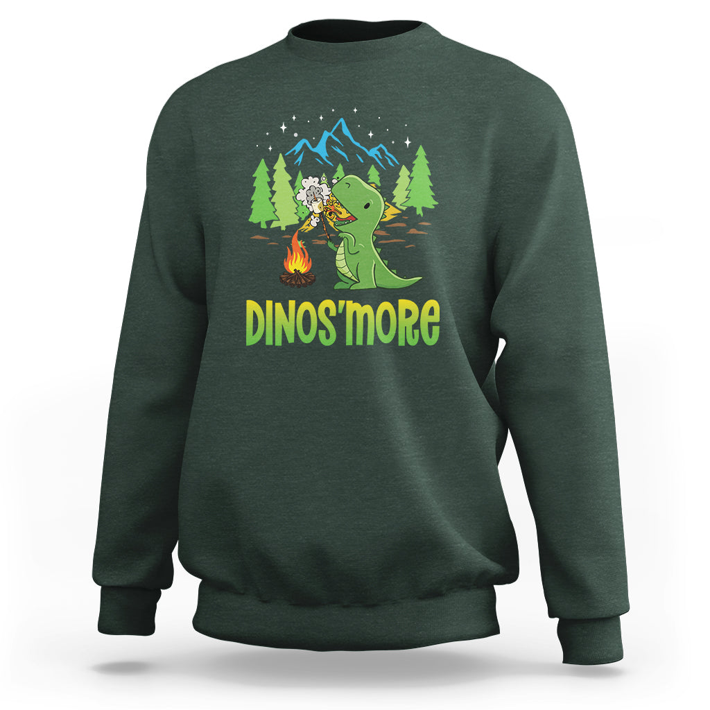 Camping Dinosaur Sweatshirt Dinos'more Funny Campfire Camper - Wonder Print Shop