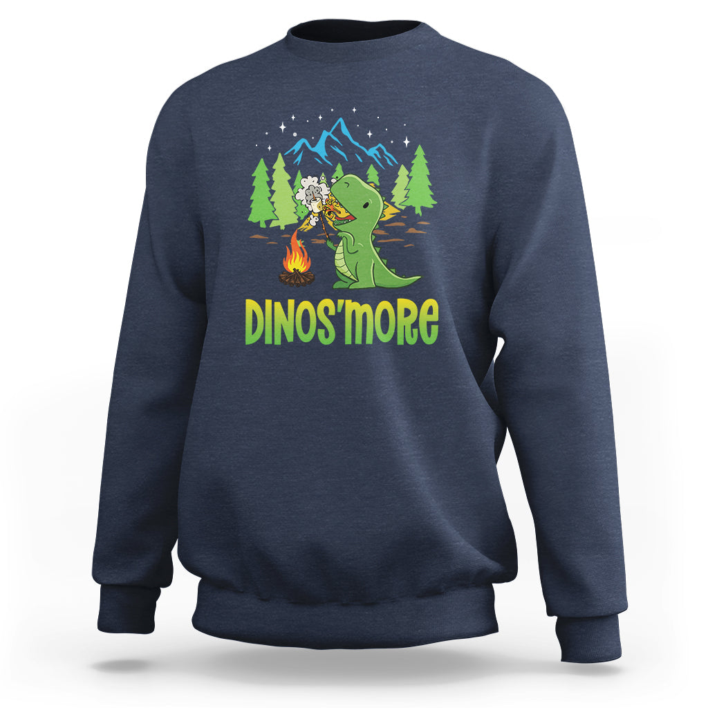 Camping Dinosaur Sweatshirt Dinos'more Funny Campfire Camper - Wonder Print Shop