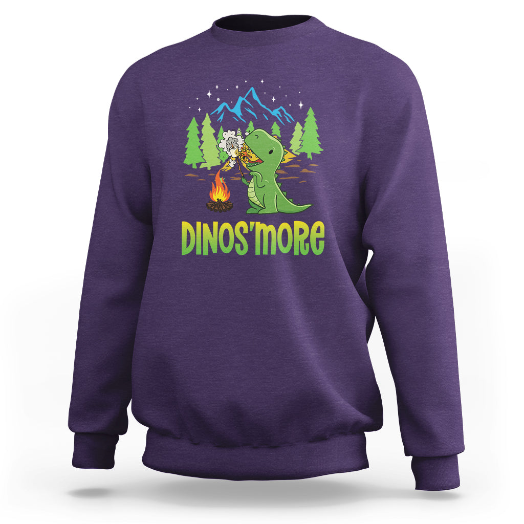 Camping Dinosaur Sweatshirt Dinos'more Funny Campfire Camper - Wonder Print Shop