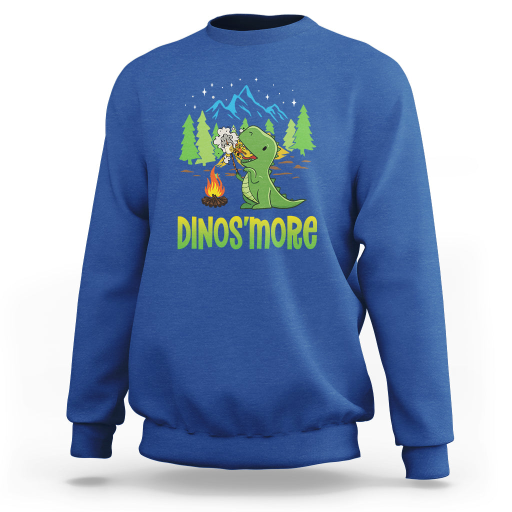 Camping Dinosaur Sweatshirt Dinos'more Funny Campfire Camper - Wonder Print Shop