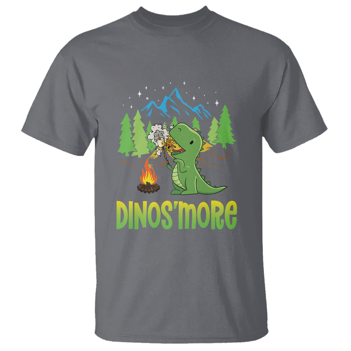 Camping Dinosaur T Shirt Dinos'more Funny Campfire Camper - Wonder Print Shop