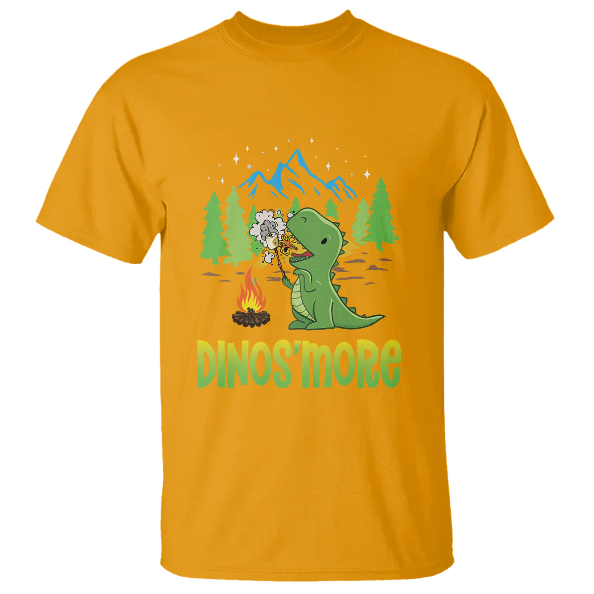 Camping Dinosaur T Shirt Dinos'more Funny Campfire Camper - Wonder Print Shop