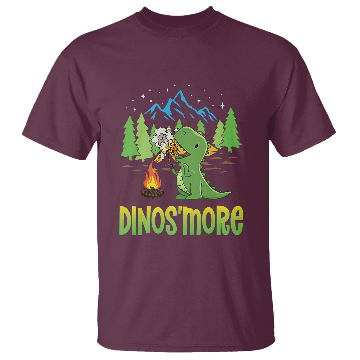 Camping Dinosaur T Shirt Dinos'more Funny Campfire Camper - Wonder Print Shop