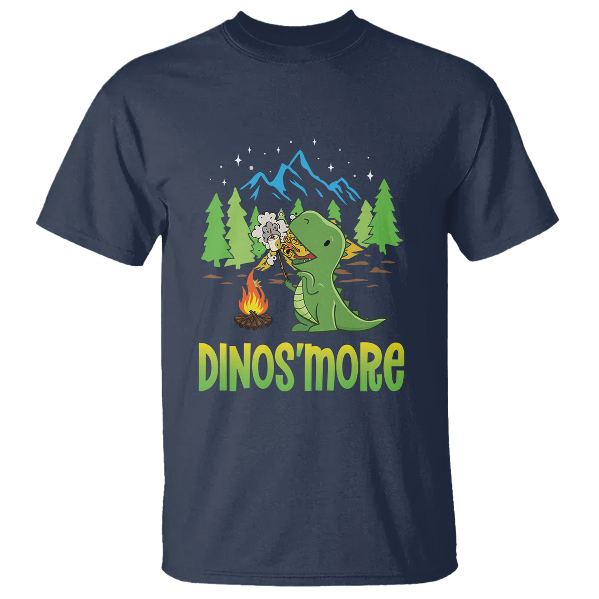 Camping Dinosaur T Shirt Dinos'more Funny Campfire Camper - Wonder Print Shop