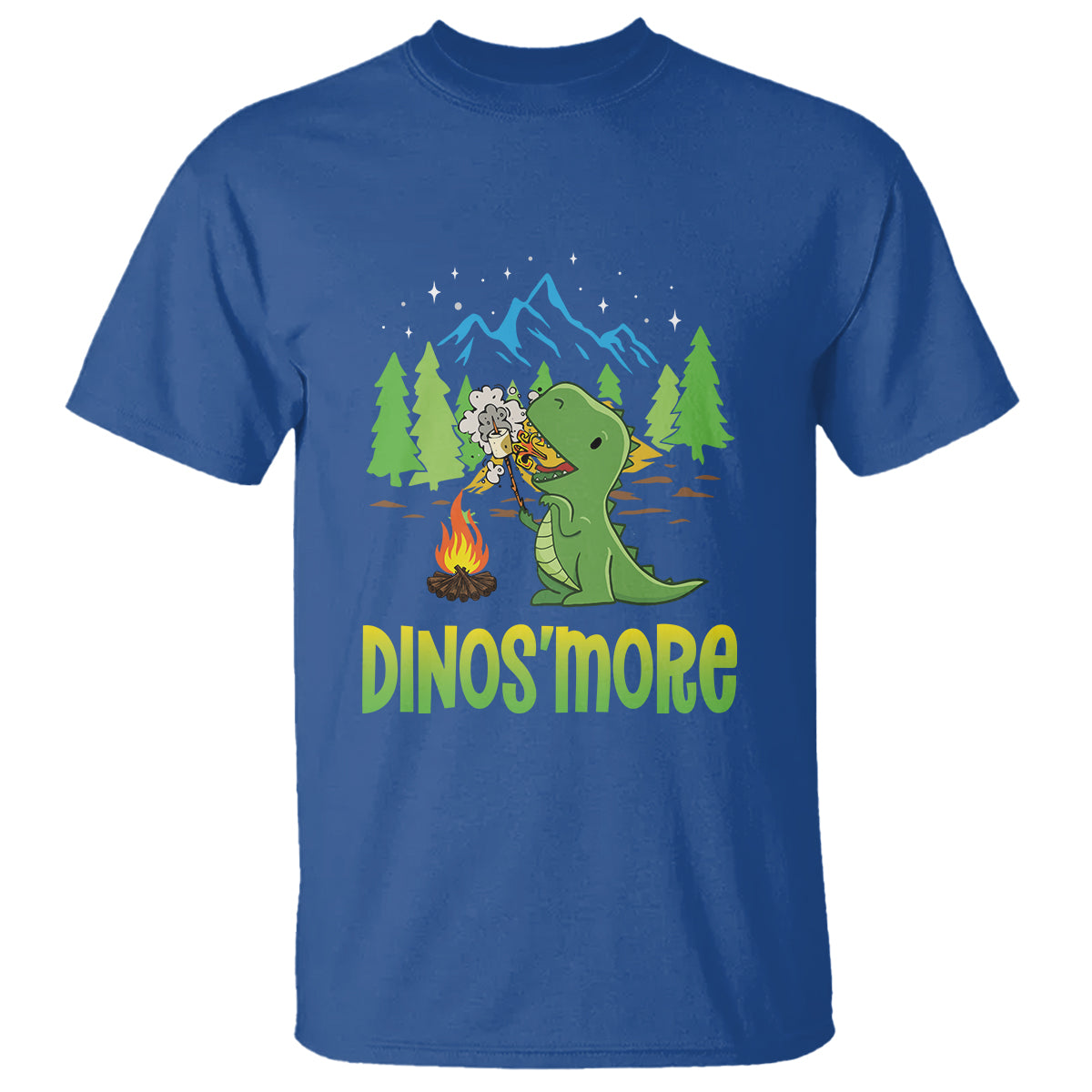 Camping Dinosaur T Shirt Dinos'more Funny Campfire Camper - Wonder Print Shop