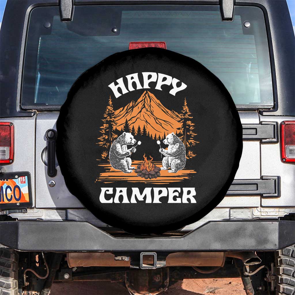 Camping Spare Tire Cover Happy Camper Funny Bear Campfire