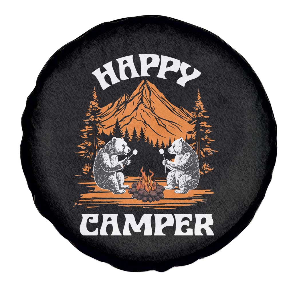 Camping Spare Tire Cover Happy Camper Funny Bear Campfire