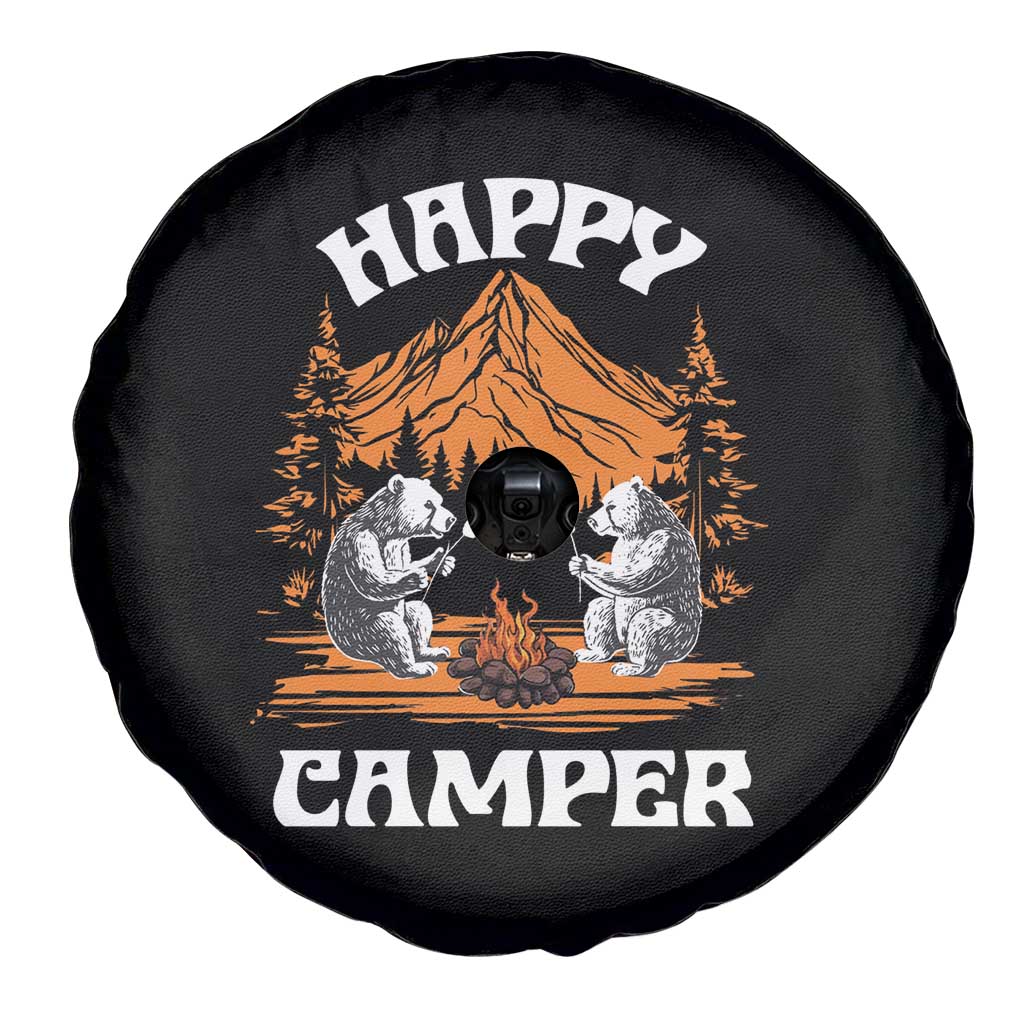 Camping Spare Tire Cover Happy Camper Funny Bear Campfire