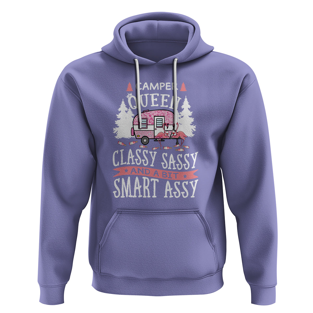 Funny Camping Hoodie Camper Queen Classy Sassy And A Bit Smart Assy Flamingo - Wonder Print Shop