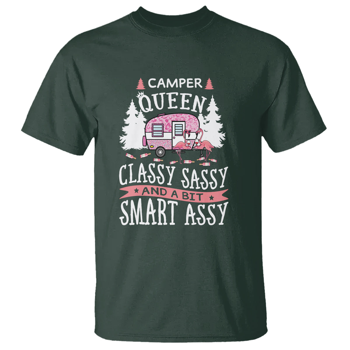 Funny Camping T Shirt Camper Queen Classy Sassy And A Bit Smart Assy Flamingo - Wonder Print Shop