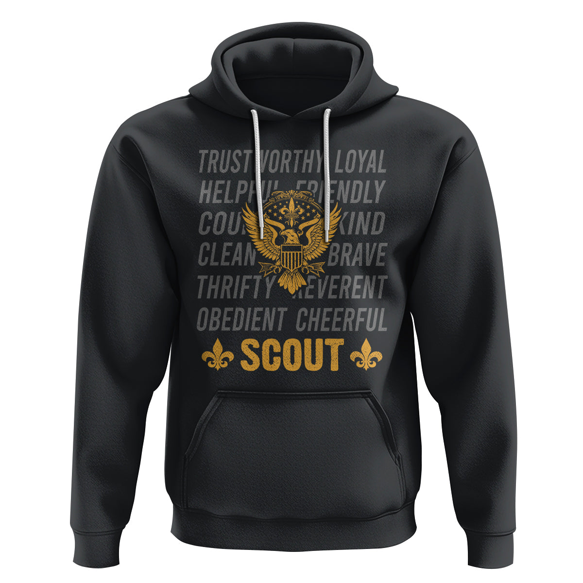 Scouting Hoodie America Flag Scouting Law Camping Outdoor Adventure - Wonder Print Shop