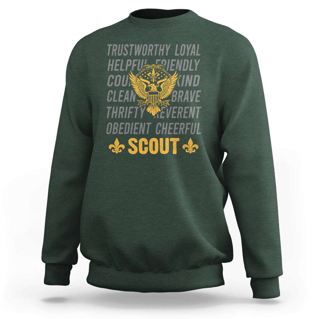 Scouting Sweatshirt America Flag Scouting Law Camping Outdoor Adventure - Wonder Print Shop