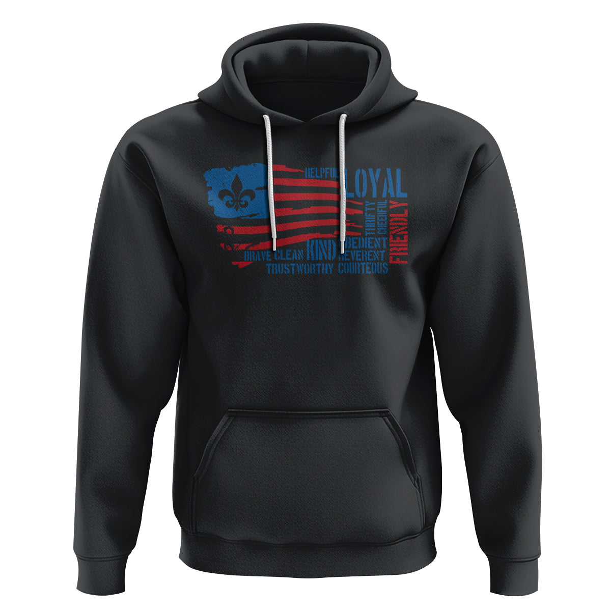 Scouting Hoodie America Flag Scouting Law Camping Outdoor Adventure - Wonder Print Shop