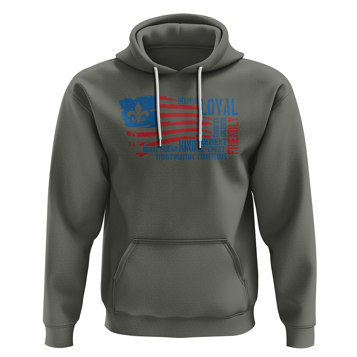 Scouting Hoodie America Flag Scouting Law Camping Outdoor Adventure - Wonder Print Shop