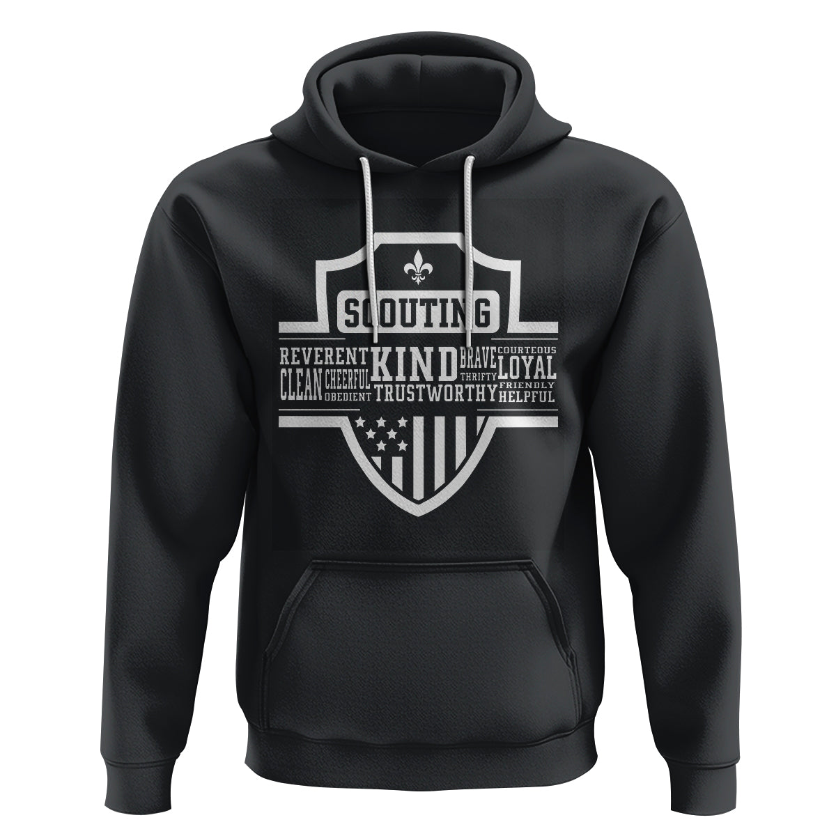 Scouting Hoodie America Flag Scouting Law Camping Outdoor Adventure - Wonder Print Shop