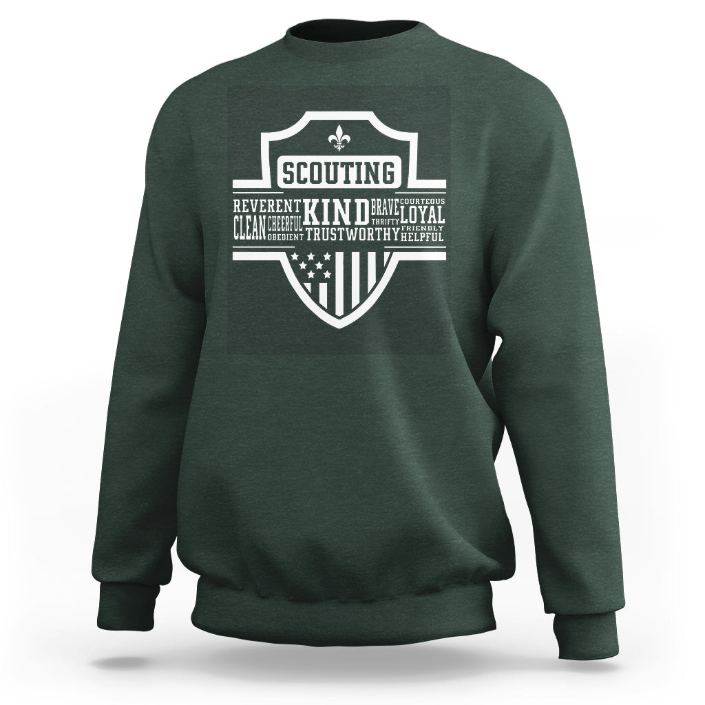 Scouting Sweatshirt America Flag Scouting Law Camping Outdoor Adventure - Wonder Print Shop