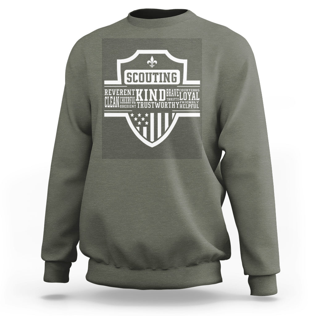 Scouting Sweatshirt America Flag Scouting Law Camping Outdoor Adventure - Wonder Print Shop