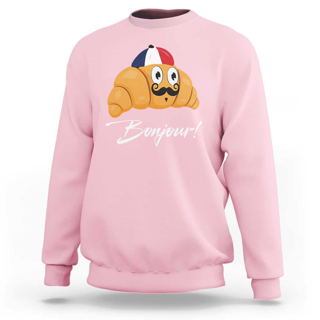 Bonjour Funny Croissant French Sweatshirt - Wonder Print Shop