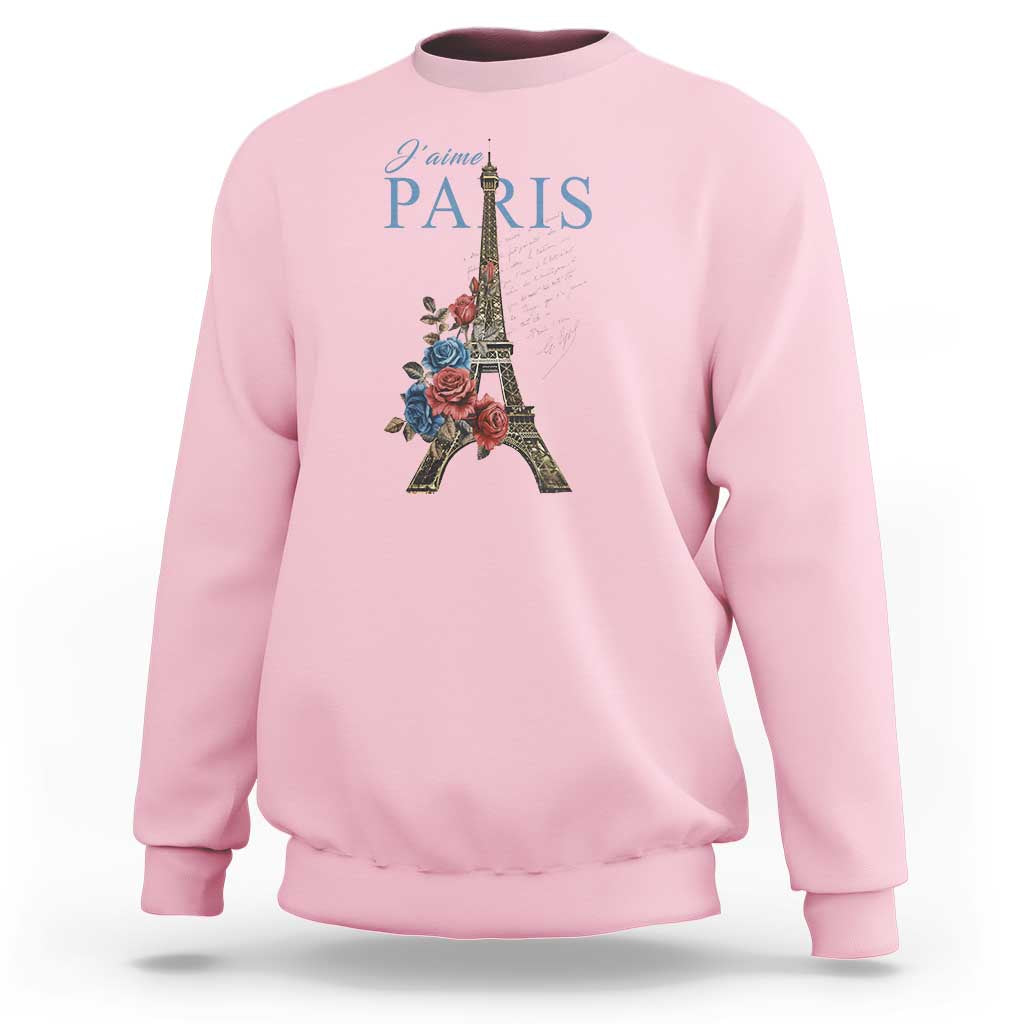 Je T'aime I Love Eiffel Paris French France Travel Sweatshirt - Wonder Print Shop