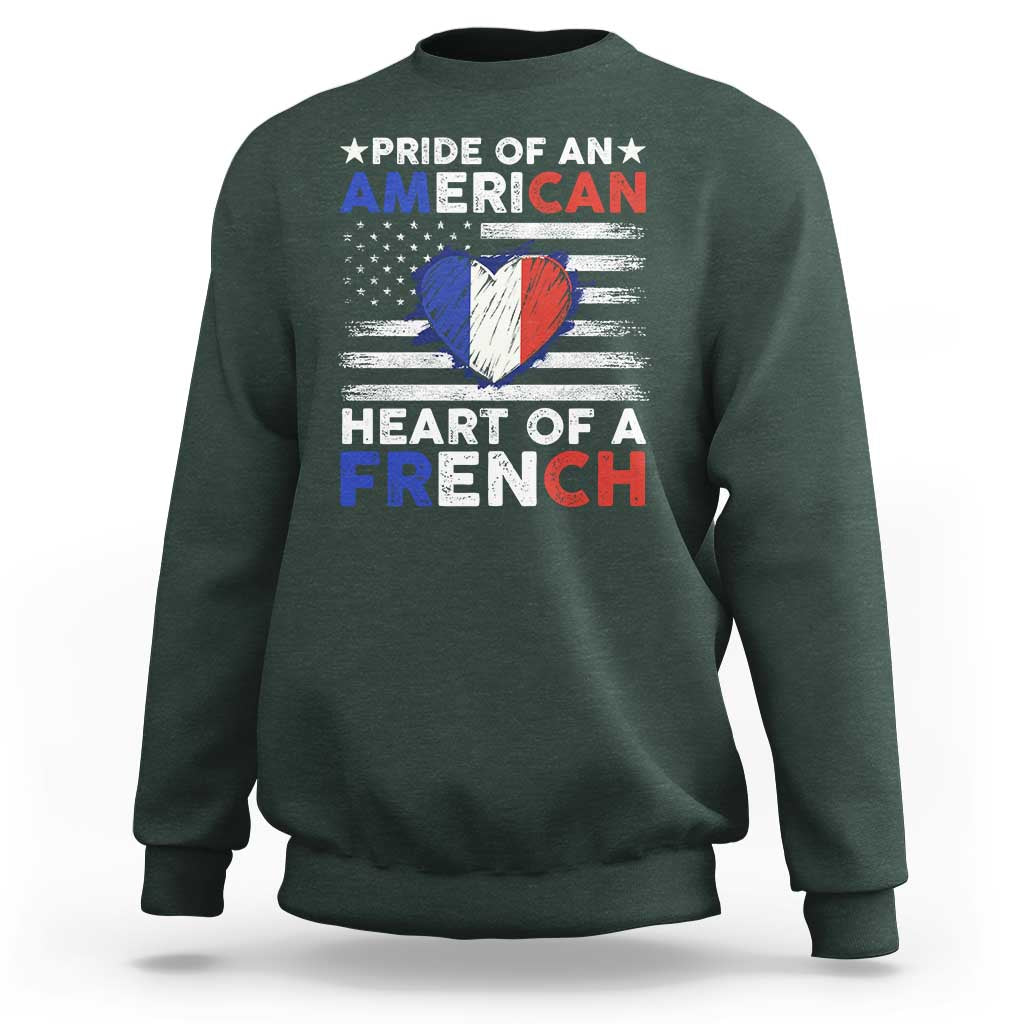 Pride Of An American Heart Of A French Sweatshirt - Wonder Print Shop