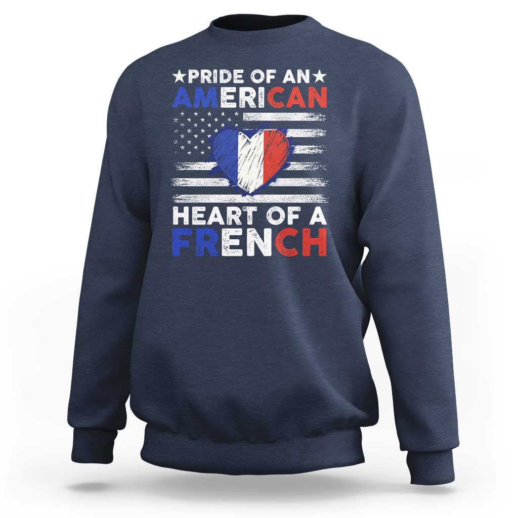 Pride Of An American Heart Of A French Sweatshirt - Wonder Print Shop