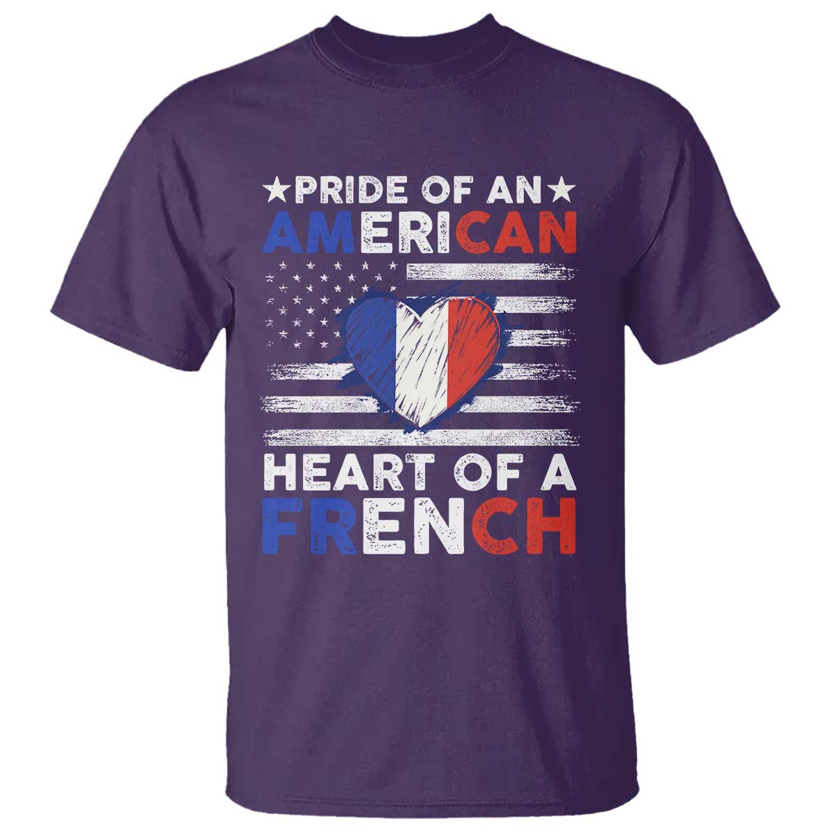 Pride Of An American Heart Of A French T Shirt - Wonder Print Shop