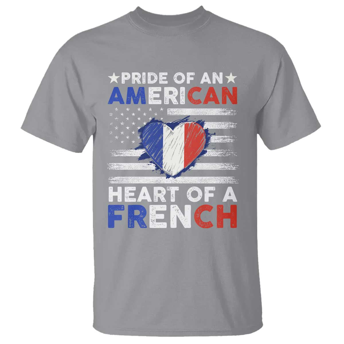 Pride Of An American Heart Of A French T Shirt - Wonder Print Shop