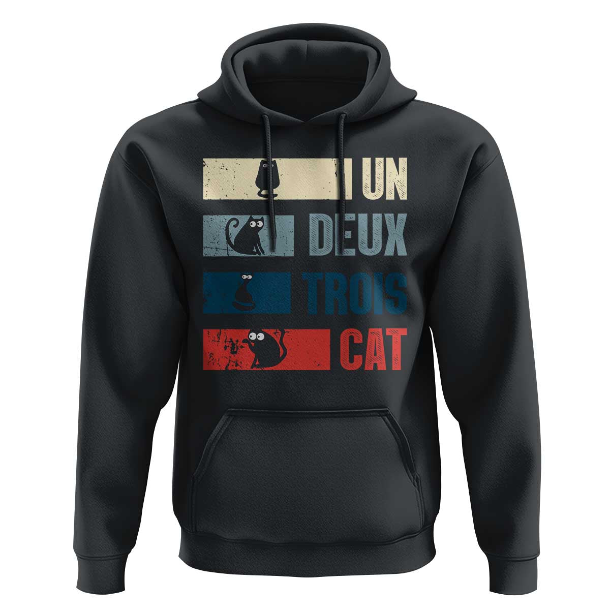 French Cat Lover Hoodie Un Deux Trois Funny Cats - Wonder Print Shop