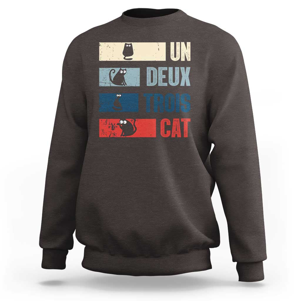 French Cat Lover Sweatshirt Un Deux Trois Funny Cats - Wonder Print Shop