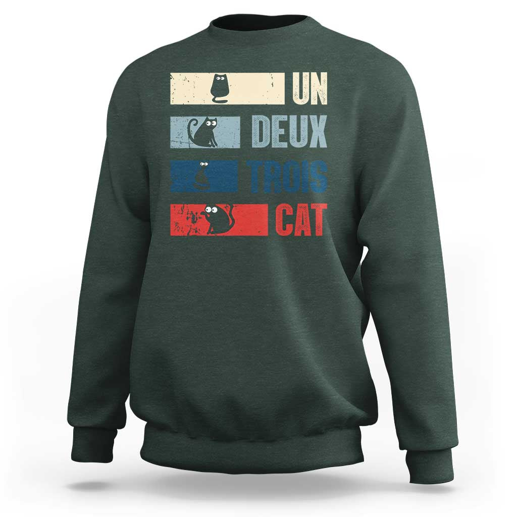 French Cat Lover Sweatshirt Un Deux Trois Funny Cats - Wonder Print Shop