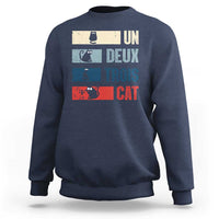 French Cat Lover Sweatshirt Un Deux Trois Funny Cats - Wonder Print Shop