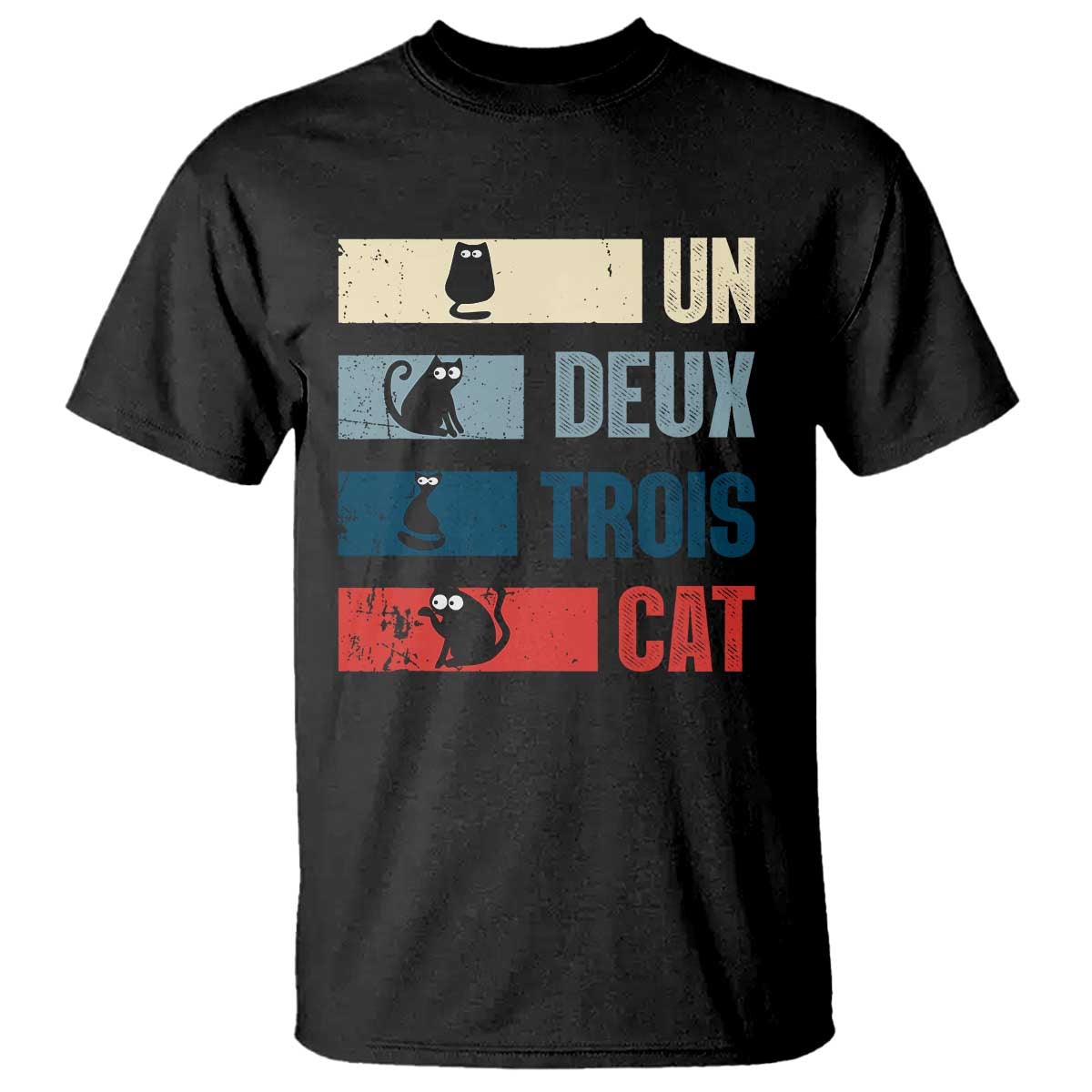French Cat Lover T Shirt Un Deux Trois Funny Cats - Wonder Print Shop
